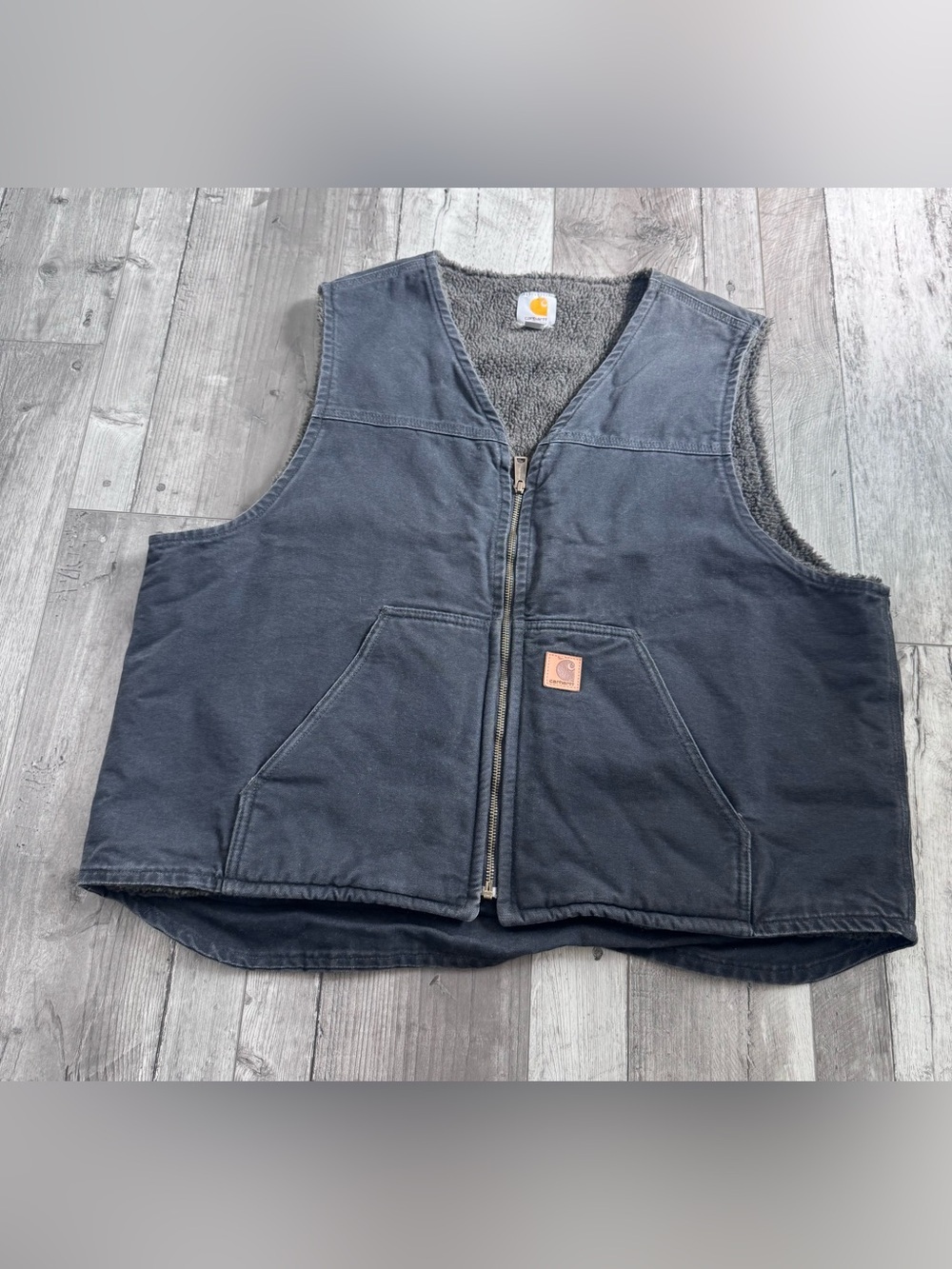 Vintage Carhartt Men's Sherpa Lined Vest Size 2XL Washed Black Vtg